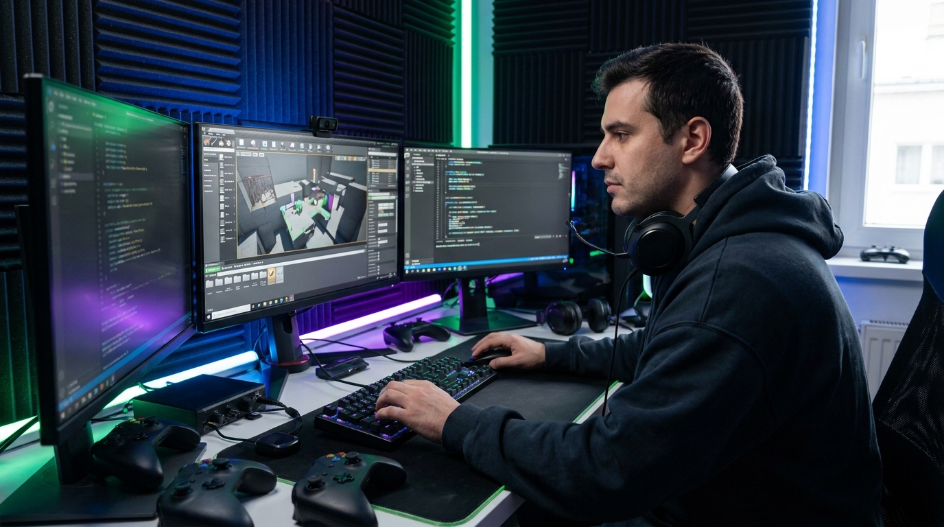 Игры как Роблокс на телефон с открытым миром и мультиплеером, male professional at work, studio
