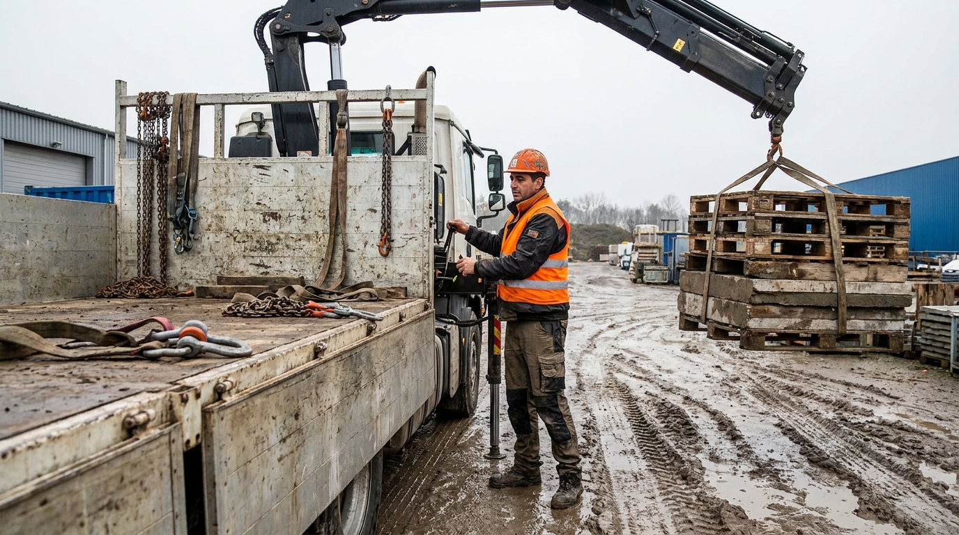 бортовые КАМАЗ 43118 с краном-манипулятором, male professional at work, construction_site